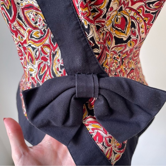 Vintage David Warren bow accent puff sleeve blouse v neck floral print size 4 - Picture 4 of 9